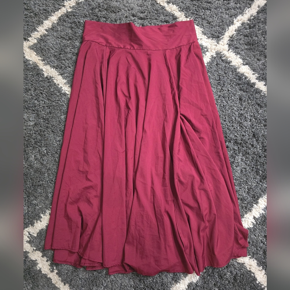 Unbranded Plus Size Burgandy Red Back Zip Full Maxi Skirt Size 2XL